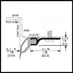 Pemko #330 Door Gasket, .875" Aluminum Casing with Vinyl Bulb Seal