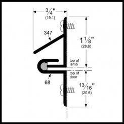 Pemko #347-68 Door Top Weatherstrip, Interlocking Aluminum and Silicone Seal with Rain Drip Door Header