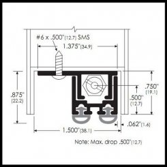 Automatic Door Bottom, Handed, Mortised for Metal Door with Double Neoprene Seal, .5" Drop