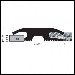 NGP 402 Carpet Divider, 2.75" Vinyl for Carpet to Tile, .75" Height