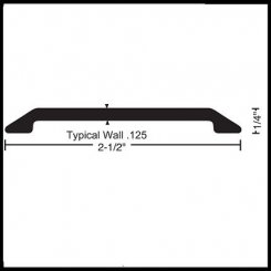 NGP 410 Door Threshold, 2.5" Wide, Aluminum with Smooth Top, .25" Height