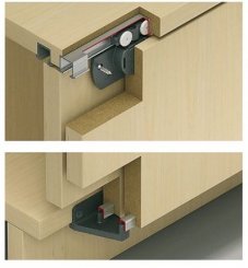 Hafele EKU Clipo 16H Mixslide Sliding Hardware with Inset Top, Overlay Bottom By-Pass Doors, 35 LB Doors