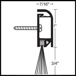 NGP 678 Door Sweep, 1" Aluminum with Snap-On Cover and  .75" Nylon Brush