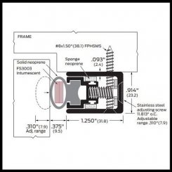 Zero #770FS Door Gasket, Aluminum with .375" Adjustable Neoprene Fire Stop Seal