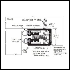Zero #7770 Door Gasket, Aluminum Casing with Adjustable Neoprene Seal and Interior Sponge