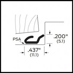 Zero #8042S Adhesive Weatherstrip, Silicone Double Fin Shape