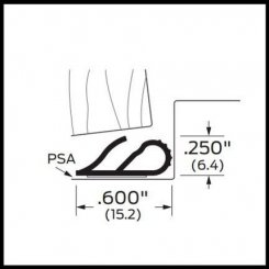 Zero #8145S Adhesive Weatherstrip, .5" Silicone, Teardrop with Fin