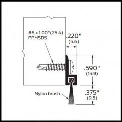 Zero #8193-DG Door Gasket, Aluminum Casing with .375" Nylon Brush