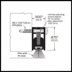 Zero #871 Door Gasket, Aluminum Casing With Adjustable Polypropylene Brush