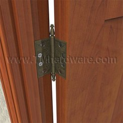 Deltana, Plain Bearing, Brass, Standard Weight, 5 Knuckle, Full Mortise, Ornate Hinge, 3.5" x 3.5"