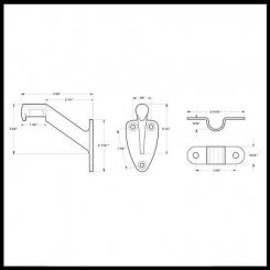 Deltana HRB325 Hand Rail Bracket, Solid Brass, 3-3/8" Projection