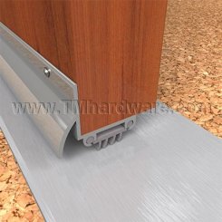 NGP 318V Door Shoe Sweep, L Shaped Aluminum Casing with Rain Drip and a .4375" Vinyl Finned Seal