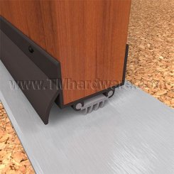 NGP 319V Door Shoe Sweep, U Shaped Aluminum Casing with Square Edges, Rain Drip, and .4375" Vinyl Finned Seal