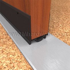 NGP 92NWH Door Shoe Sweep, U Shaped Aluminum with 2" Kickplate and .75" Neoprene and Nylon Brush Seals
