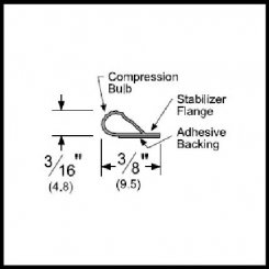 Pemko #PK33 Adhesive Weatherstrip, .375" Wide PemkoPrene Bulb - Quick Ship