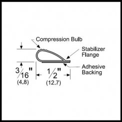 Pemko #PK55 Adhesive Weatherstrip, 1/2" Wide PemkoPrene™ Bulb - Quick Ship