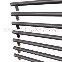 Rockwood NoirTek RM3902 - RM3922 Push Bar - Black Anodized Finish with Contrasting Posts - Flat Ends , up to 36" CTC