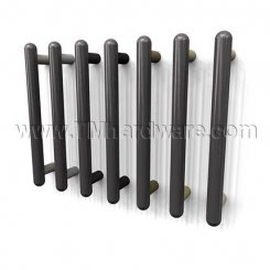 Rockwood NoirTek RM3904 - RM3924 Straight Pull - Black Anodized with Contrasting Posts - Round Ends, up to 7FT OA