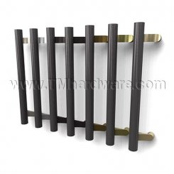 Rockwood NoirTek RM3930 - RM3950 Offset Pull - Black Anodized with Contrasting Posts - Flat Ends, up to 7FT OA