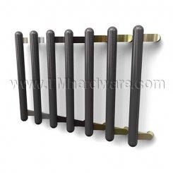Rockwood NoirTek RM3934 - RM3954 Offset Pull - Black Anodized with Contrasting Posts - Round Ends, up to 7FT OA