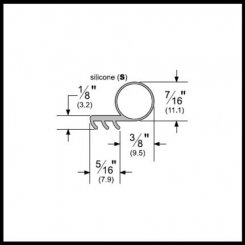 Pemko #S52 Kerf Weatherstripping, .438" Ring Shaped Silicone Seal, 100 Ft. Roll