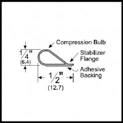 Pemko #S88 Adhesive Weatherstrip, 1/2" Wide SiliconSeal™ Bulb