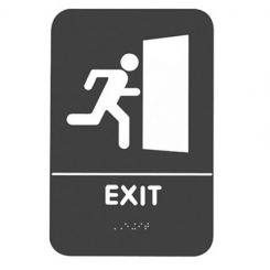 Rockwood #BFM682, Molded Plastic ADA Tactile Sign with Braille, Exit Sign