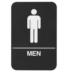 Rockwood #BFM684, Molded Plastic ADA Tactile Sign with Braille, Men's Sign