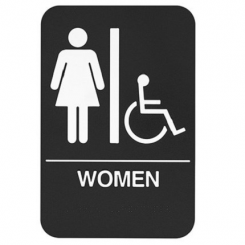 Rockwood #BFM688, Molded Plastic ADA Tactile Sign with Braille, Women's and Handicap Accessible - QuickShip