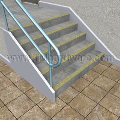 Wooster Supergrit W232, W242 No-Slip Nosing, Steel Pan Concrete Steps, Sure-Hold Anchor, Riser Protection, 3" - 4" Depth, 1.125" Riser