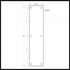 Deltana Push Plate PP3515, Solid Brass, 3-1/2" Width