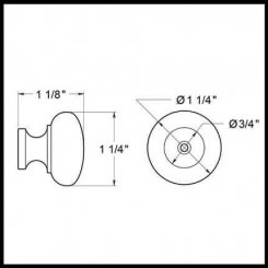 Deltana Cabinet Knob KR114, Round, Solid Brass, 1-1/4" Diameter