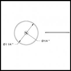 Deltana Knob Base Plate BPRK125, Round, Solid Brass, 1-1/4" Diameter