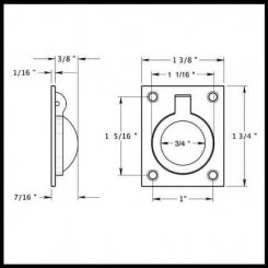 Deltana Flush Ring Pull FRP175, Solid Brass