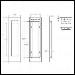 Deltana Flush Pull FP7178, Rectangle, Heavy Duty, Solid Brass