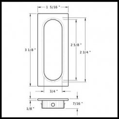 Deltana Flush Pull FP222, Rectangle, Solid Brass, 1-5/16" x 3-1/8"