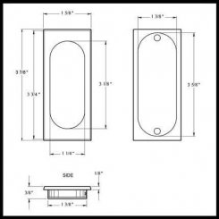 Deltana Flush Pull FP4134, Rectangle, Solid Brass, 1-5/8" x 3-7/8"