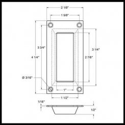 Deltana Flush Pull FP155, Rectangle, Stainless Steel, 2-1/8" x 4-1/4"