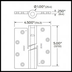Zero #Z9500 Cam Lift Mortised Hinge, 900 lb.
