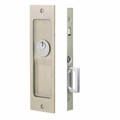 Emtek 2123 - 2126 Sandcast Bronze Rustic Modern Rectangular Pocket Door Mortise Lock - All Functions