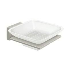 Deltana 55D Bath Series, Frosted Glass Soap Dish Satin Brass (US4) Finished