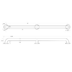 Deltana Stainless Steel Grab Bars, Concealed Screw with Center post, Satin Stainless Steel (US32D)	Finished