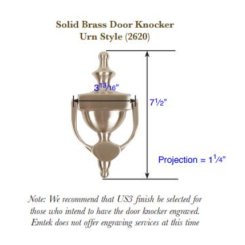 Emtek Solid Brass Door Knocker Urn Satin Nickel (US15) Finished