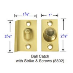 Emtek Door Ball Catch with Strike & Screws Tumbled White Bronze (TWB) Finished