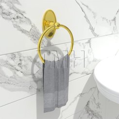 Emtek 2601 Traditional Brass Towel Ring with Brass Oval Rosette (US10B)