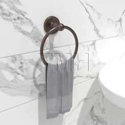 Emtek 2601 Traditional Brass Towel Ring with Brass Watford Rosette (US10B)