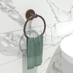 Emtek 2601 Traditional Brass Towel Ring with Lancaster Rosette (US10B)