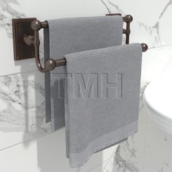 Emtek 26031 Traditional Brass Double Towel Bar with Arts & Craft Rosette (US10B)
