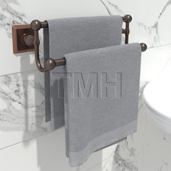 Emtek 26031 Traditional Brass Double Towel Bar with Brass Quincy Rosette (US10B)