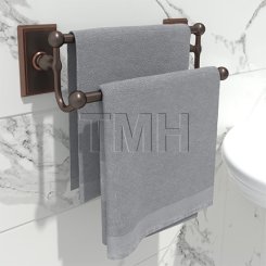 Emtek 26031 Traditional Brass Double Towel Bar with Brass Rectangular Rosette (US10B)